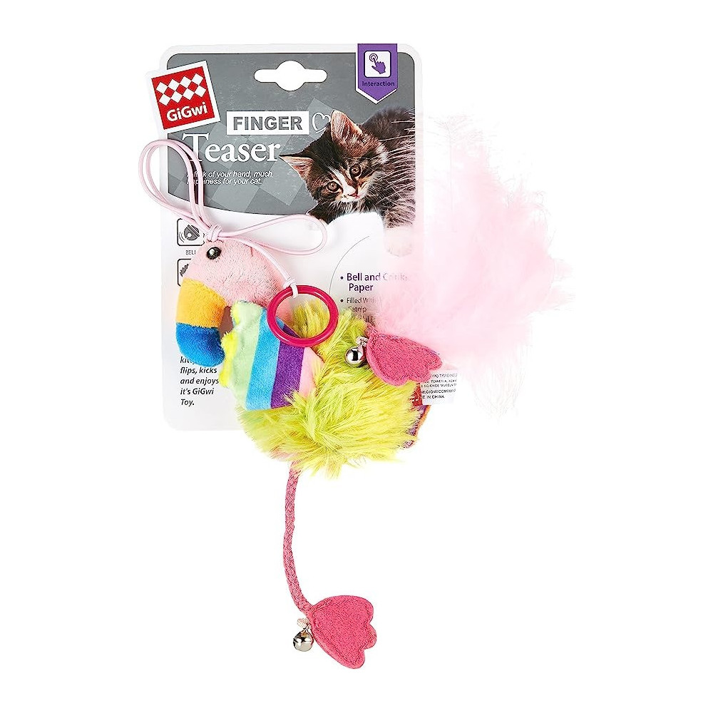 Gigwi Finger Teaser Bird Toy For Cat, Multicolour