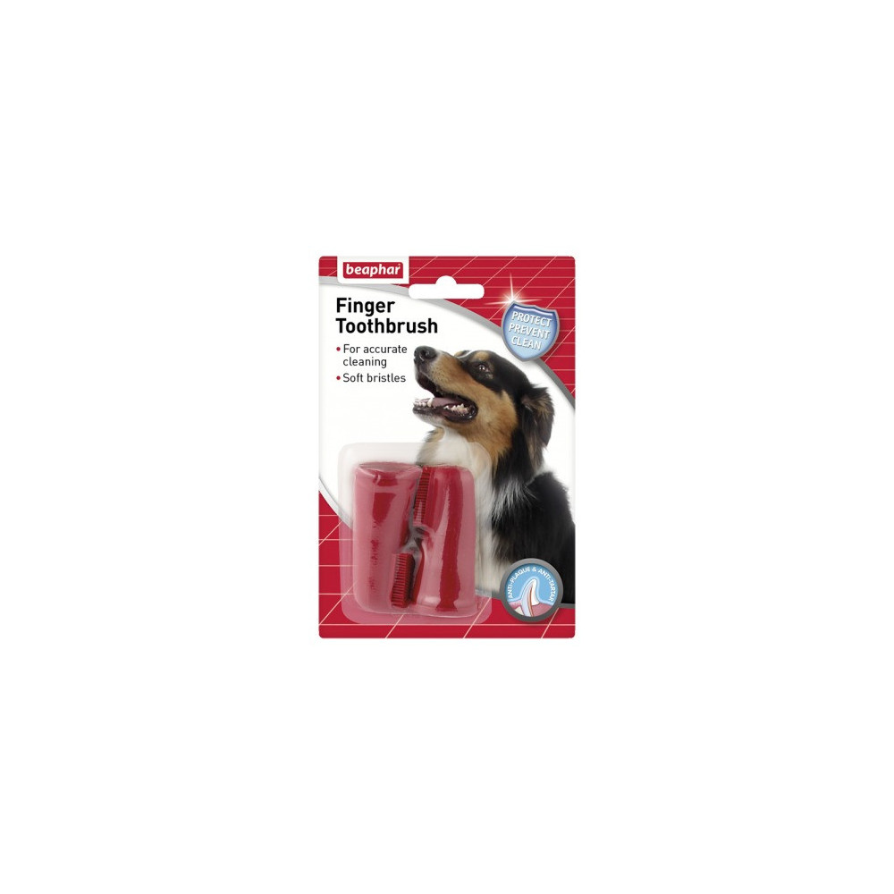 Beaphar Dog Finger Toothbrush, Red, 2 Pieces