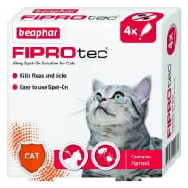 Beaphar Fiprotec For Cat, Kills Fleas And Ticks, 4 Pipettes