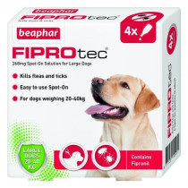 Beaphar Fiprotec For Large Dog, Kills Fleas And Ticks, 4 Pipettes
