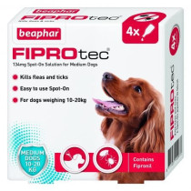 Beaphar Fiprotec For Medium Dog, Kills Fleas And Ticks, 4 Pipettes