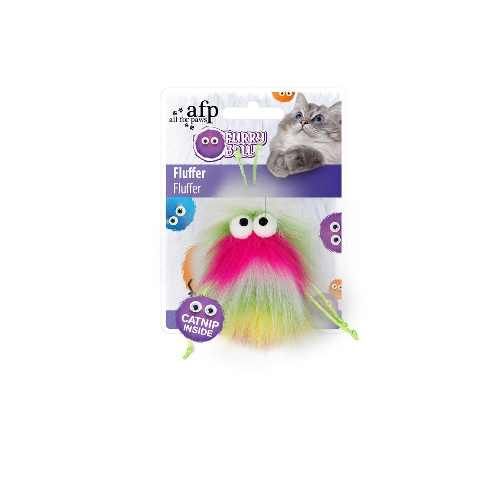 All For Paws Furry Ball Fluffer Catnip Toy, Pink