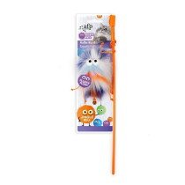 All For Paws Furry Ball Fluffer Wand Cat Toy, Orange
