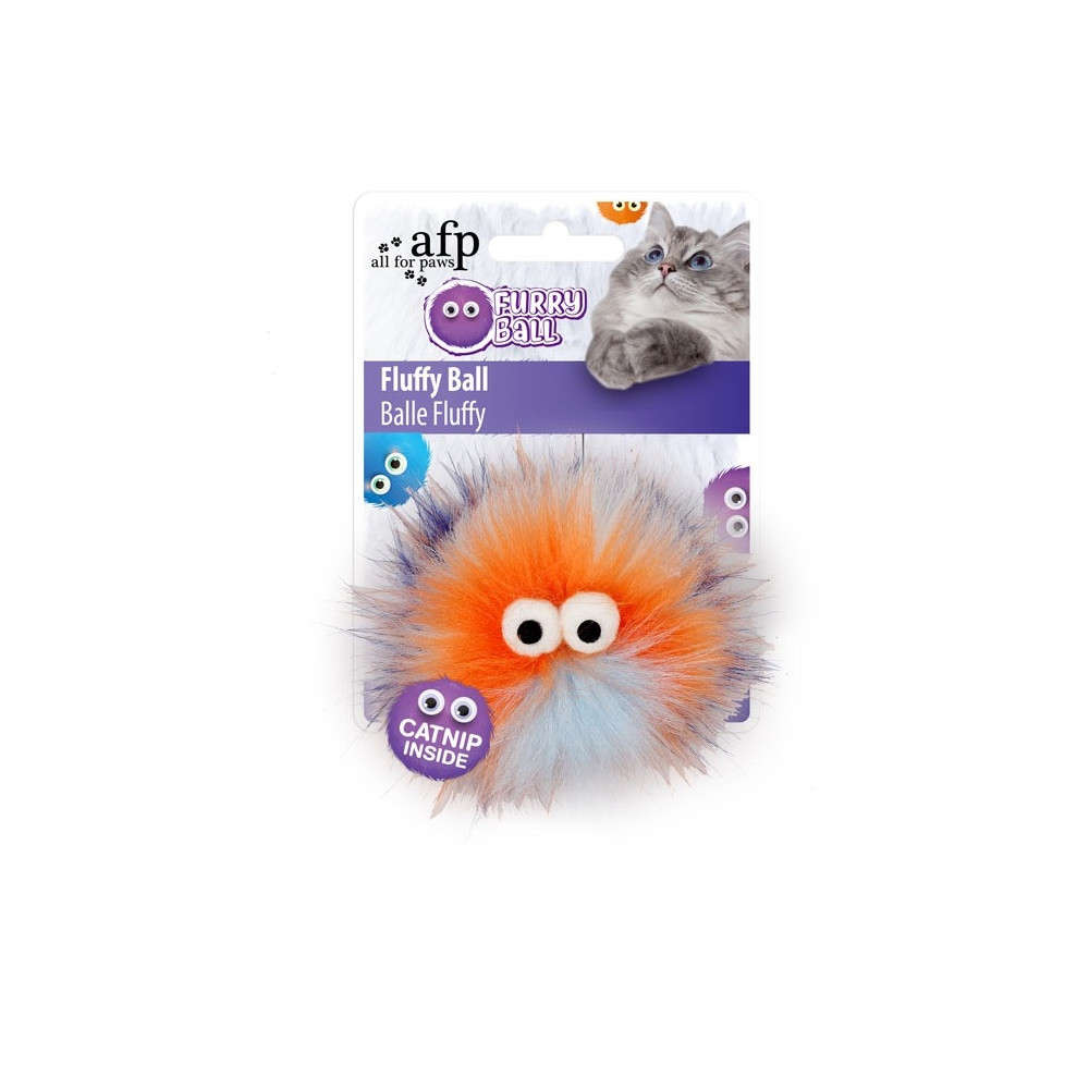 All For Paws Fluffy Ball Toy For Cats, Orange