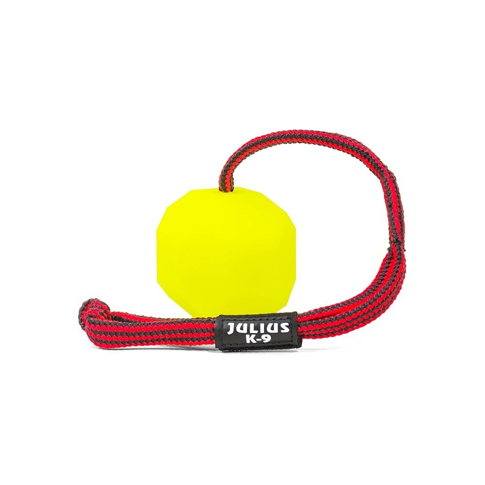 Julius-K9 Fluorescent Ball With String Neon Yellow Hard Silicon