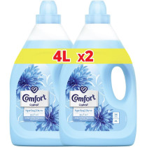 Comfort Fabric Softener, Spring Dew, for fresh & soft clothes, 4L x 2 (Pack of 2)