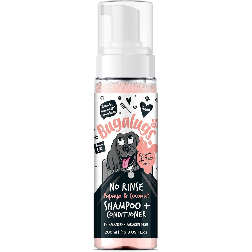 Bugalugs Papaya And Coconut No Rinse Dog Shampoo And Conditioner, 200ml