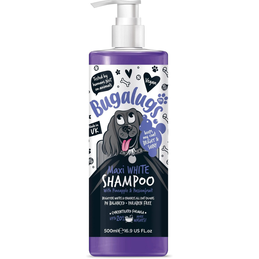 Bugalugs Maxi White Dog Shampoo, Moisturizing, 500ml
