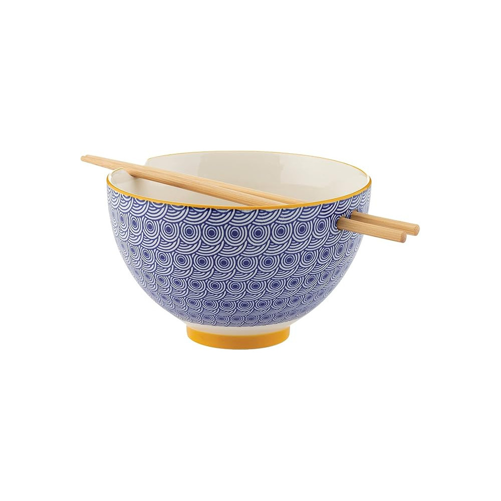 Typhoon Stoneware Tokyo Noodle Bowl With Pair Of Bamboo Chopsticks