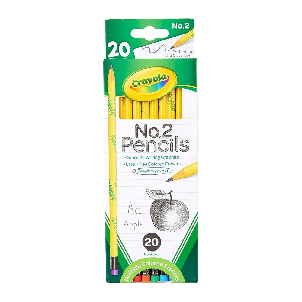 Crayola Non Toxic Number 2 Smooth Pencils With Latex Free Erasers, Set Of 20
