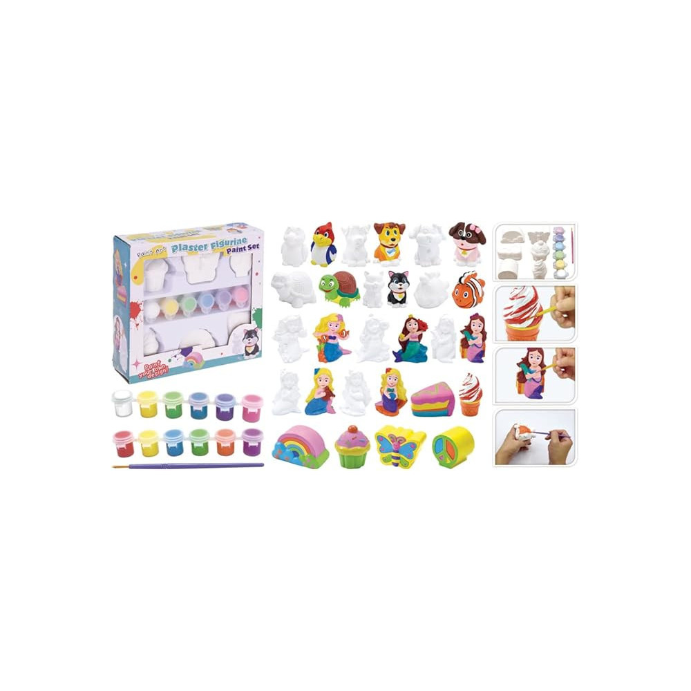 Paint Art Christmas Theme Plaster Figurine Paint Set, Multicolour