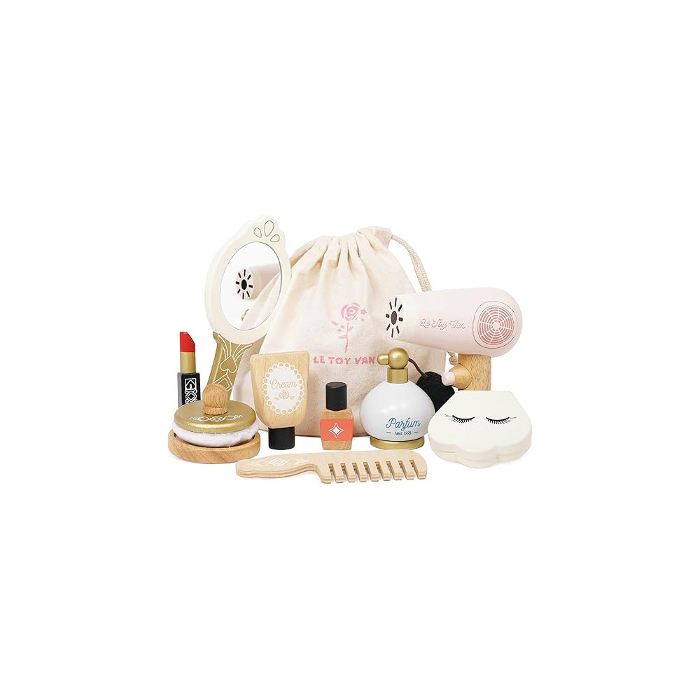 Le Toy Van Wooden Cosmetic Set With Bag Role Play Toy Suitable For 3 Years And More