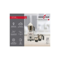 Kenstar Mixer Grinder With Powerplus Hybrid Motor And 3 Multi Function Stainless Steel Jars 1000W, White/Grey