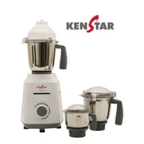 Kenstar Mixer Grinder With Powerplus Hybrid Motor And 3 Multi Function Stainless Steel Jars 1000W, White/Grey
