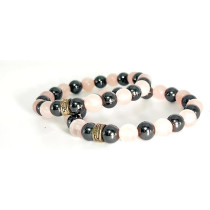 Natural Rose Quartz And Hematite Beads By Mikhail, 8MM, Pink/Black