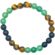 Natural Unique Green Aventurine, Tiger Eye, And Lava Stone By Mikhail, 8MM