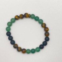 Natural Unique Green Aventurine, Tiger Eye, And Lava Stone By Mikhail, 8MM