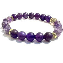 Mikhail Natural Amethyst Gemstone Bracelet By, 8MM Beads, Purple