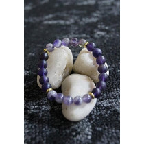 Mikhail Natural Amethyst Gemstone Bracelet By, 8MM Beads, Purple