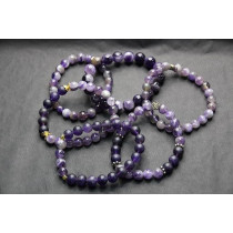 Mikhail Natural Amethyst Gemstone Bracelet By, 8MM Beads, Purple