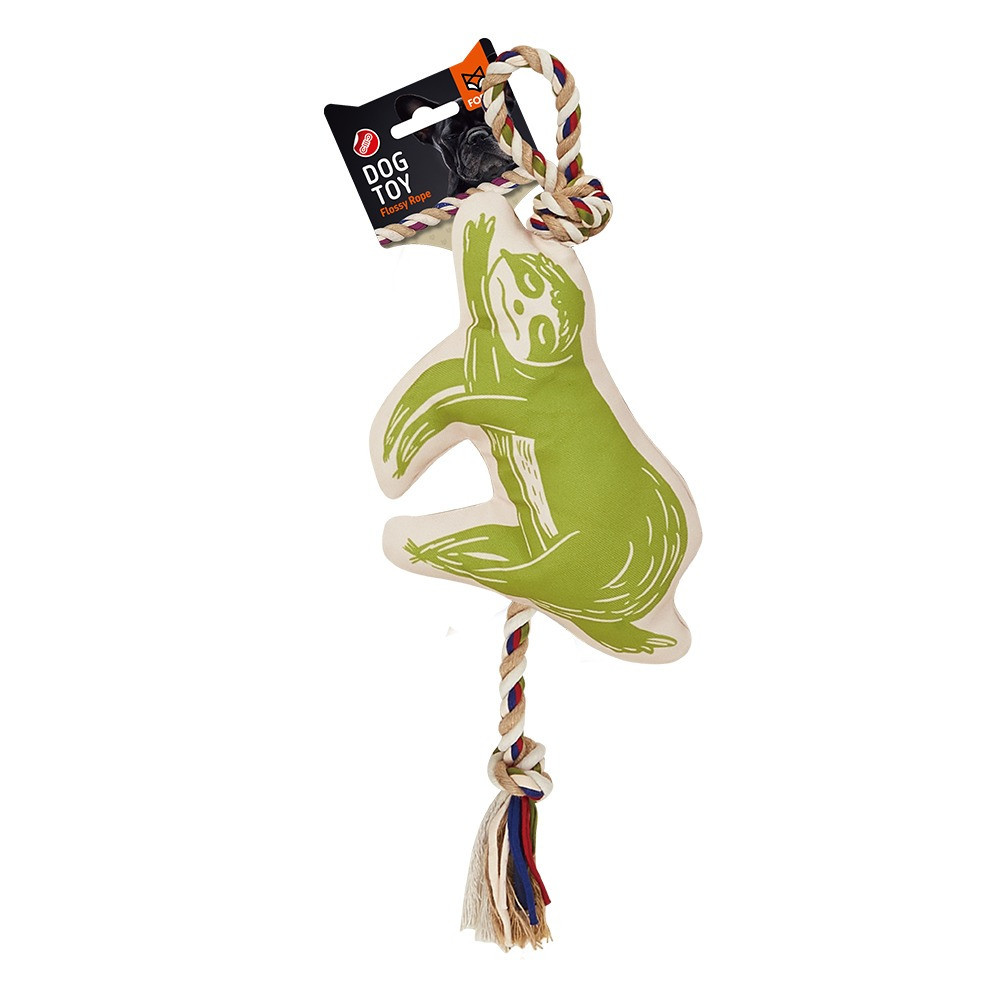 Fofos Sloth Flossy Rope Toy For Dogs, Green Colour