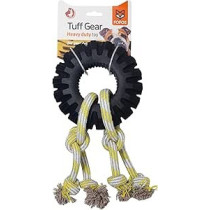 Fofos Tuff Gear Tyre Rope Toy For Dogs, Large Size, Black