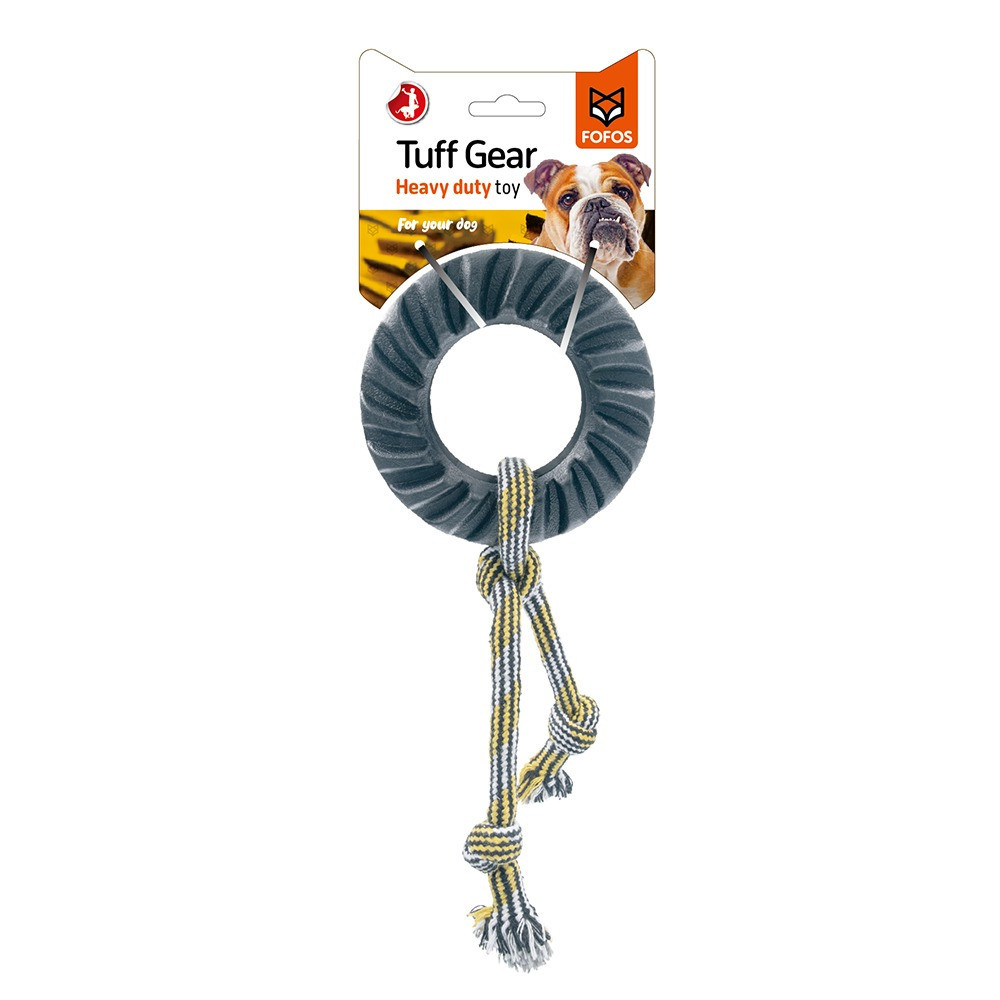 Fofos Tuff Gear Tyre Rope Toy For Dogs, Small Size, Black