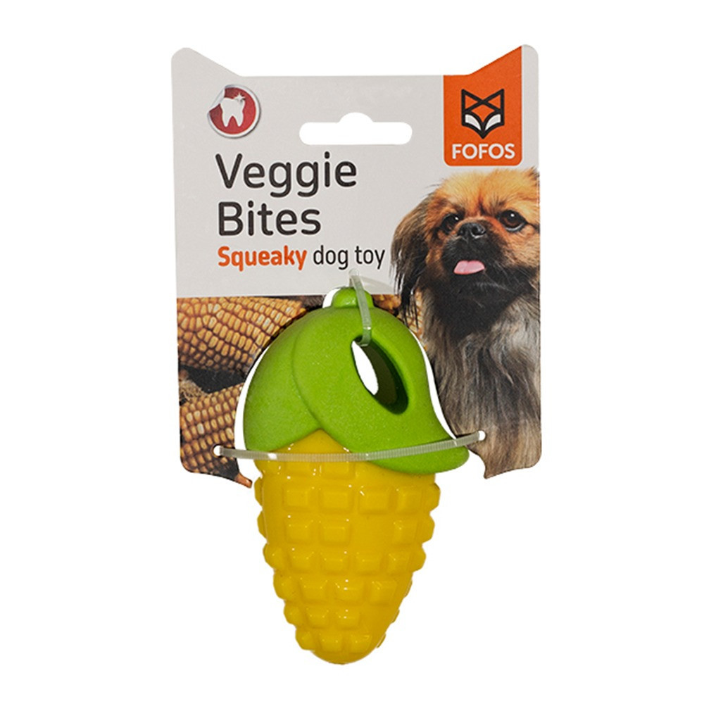 Fofos Veggi Bites Corn Squeaky Toy For Dogs, Small/Medium, Yellow