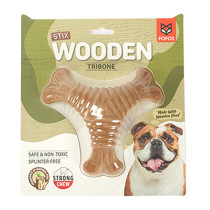 Fofos Wooden Play Tribone Toy For Dogs, Brown