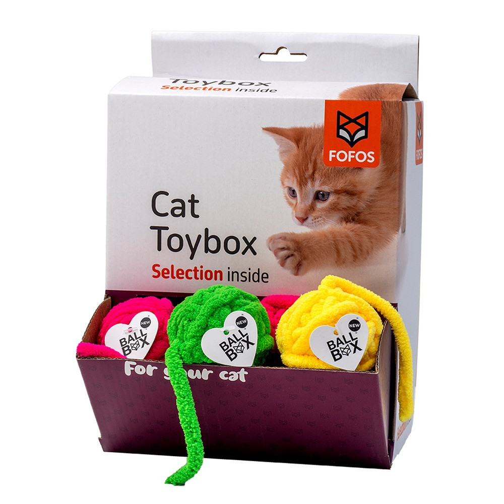 Fofos Yarn Ball Assorted Display Cat Toy Box, 24 Pcs