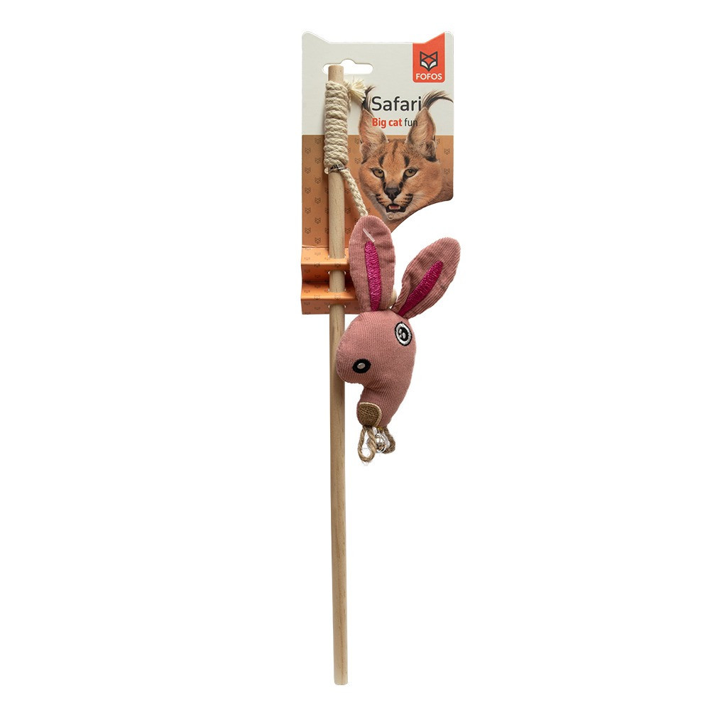 Fofos Bunny Cat Wand Toy For Cat, Brown Colour