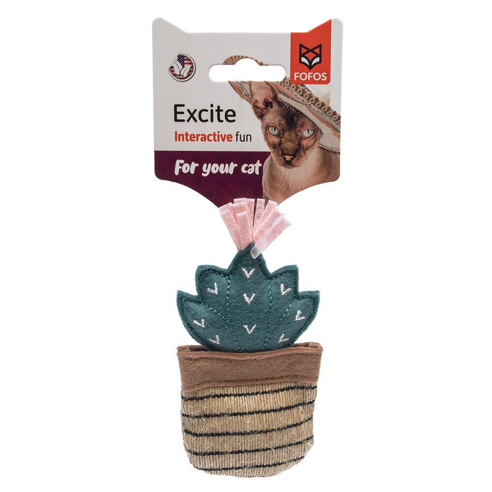 Fofos Dark Green Cactus Toy For Cat, Green/Brown