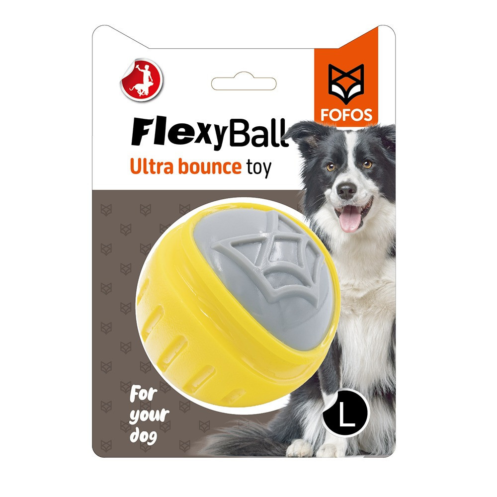 Fofos Flexy Ball Ultra Bounce Toy For Dog, Yellow, Large