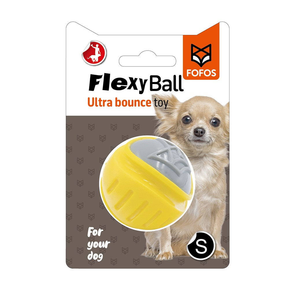 Fofos Flexy Ball Ultra Bounce Toy For Dog, Yellow, Small