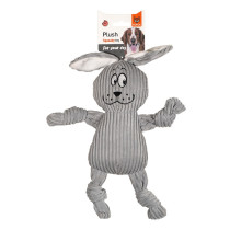 Fofos Fluffy Rabbit Squeaky Toy For Dogs, Grey