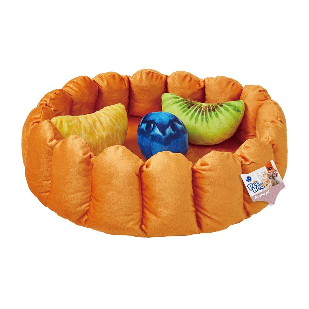 Fofos Fruit Pie Bed For Cats And Dogs, Orange