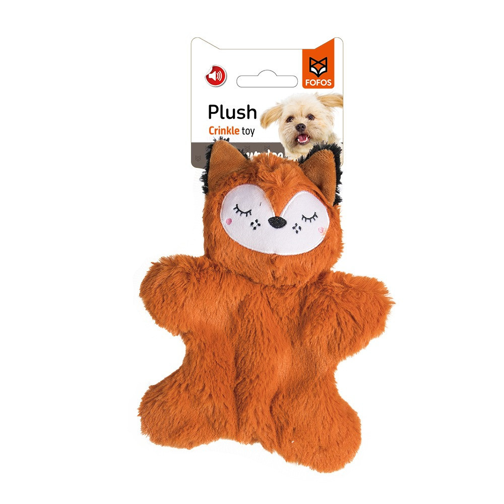 Fofos Glove Plush Crinkle Fox Toy For Dogs, Orange Colour