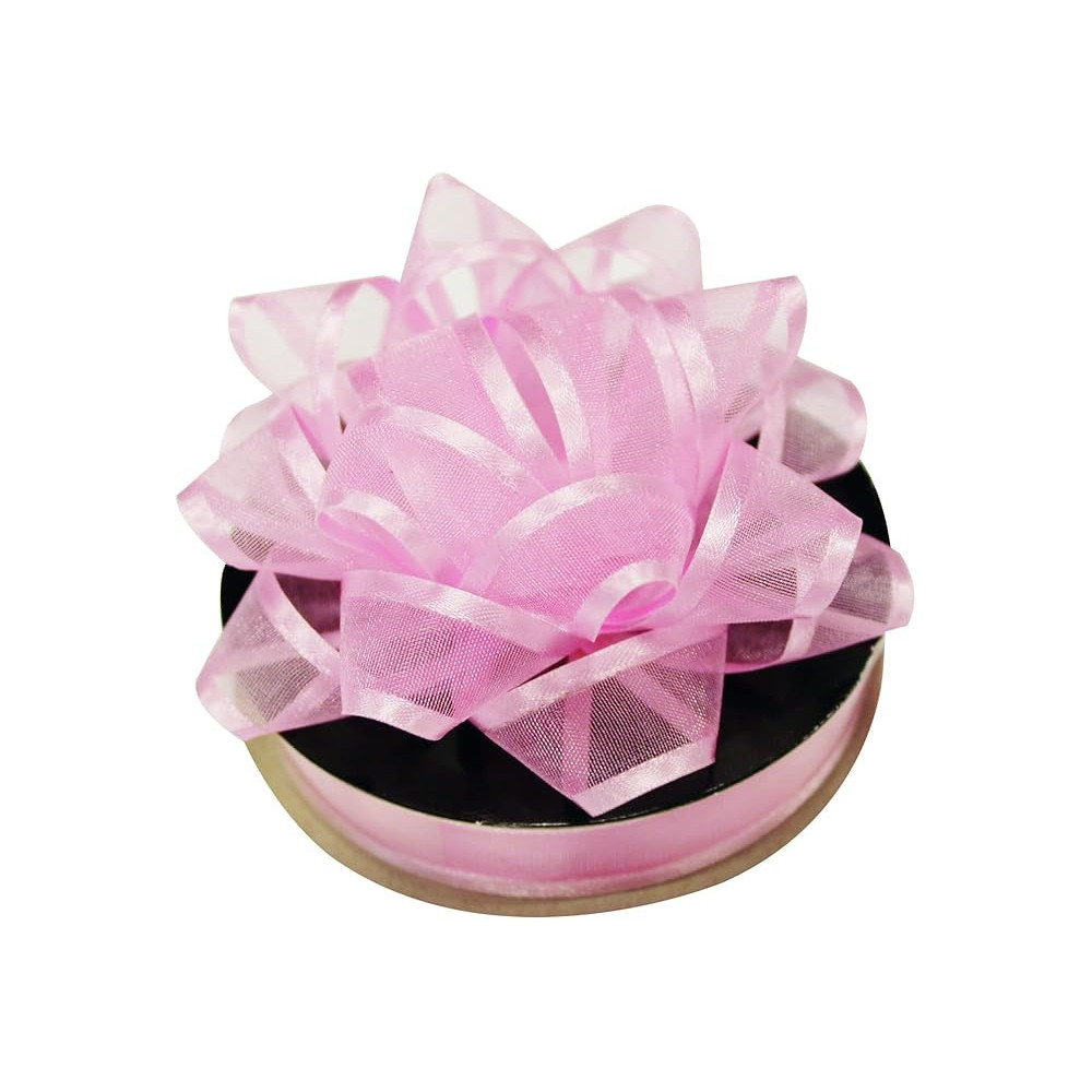 Wrap And Roll Organza Bow With Ribbon, Light Pink