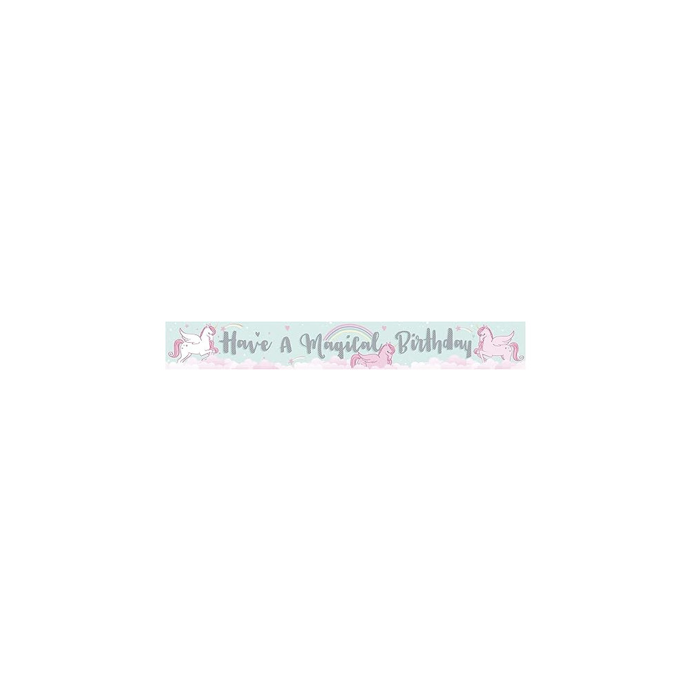 Eurowrap Fun House Unicorn Theme Happy Birthday Celebration Banner, Multicolour