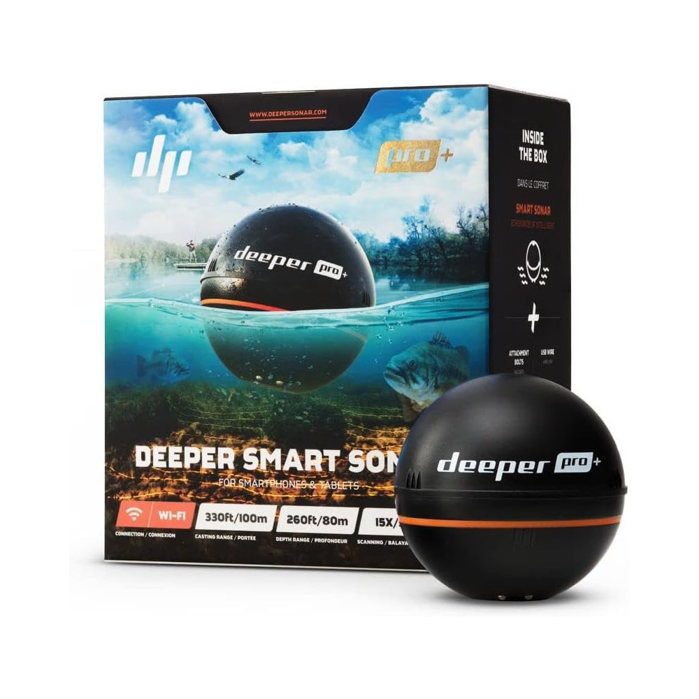 Deeper PRO plus Smart Sonar GPS Portable Wireless Wi-Fi Feature Finder for Shore Carp Fishing and Swim Mapping