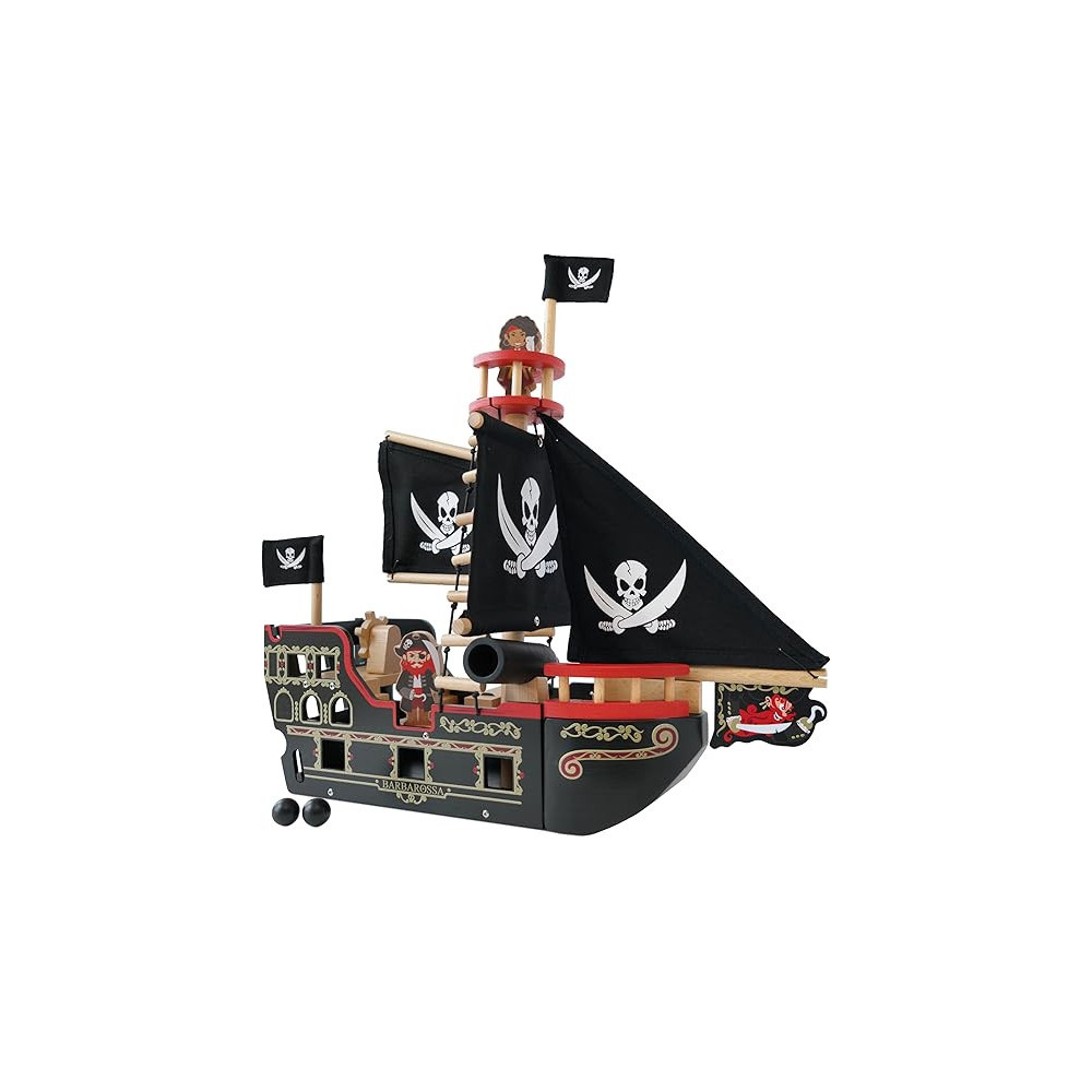 Le Toy Van Barbarossa Pirate Ship Set Premium Wooden Toys For Kids Ages 3 years And Above