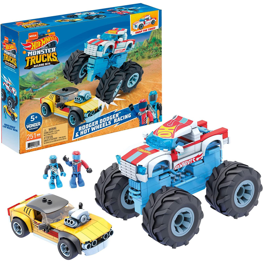 Mega Construx Hot Wheels Rodger Dodger & Hot Wheels Racing Construction Set, Building Toys For Kids Gyg22, Mega Bloks, Multicolour
