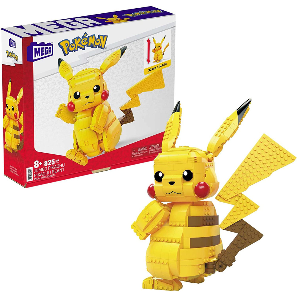 Mega Construx Pokemon Jumbo Pikachu Construction Set with character figures, Building Toys for Kids (825 Pieces) FVK81