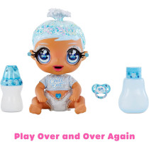 Mga'S Glitter Babyz January Snowflake Baby Doll With 3 Magical Color Changes Blue Hair, Winter Snowflakes Outfit, Diaper, Bottle, Accessories- Gift For Kids, Toy For Girls Boys Ages 3 4 5+ Years Old