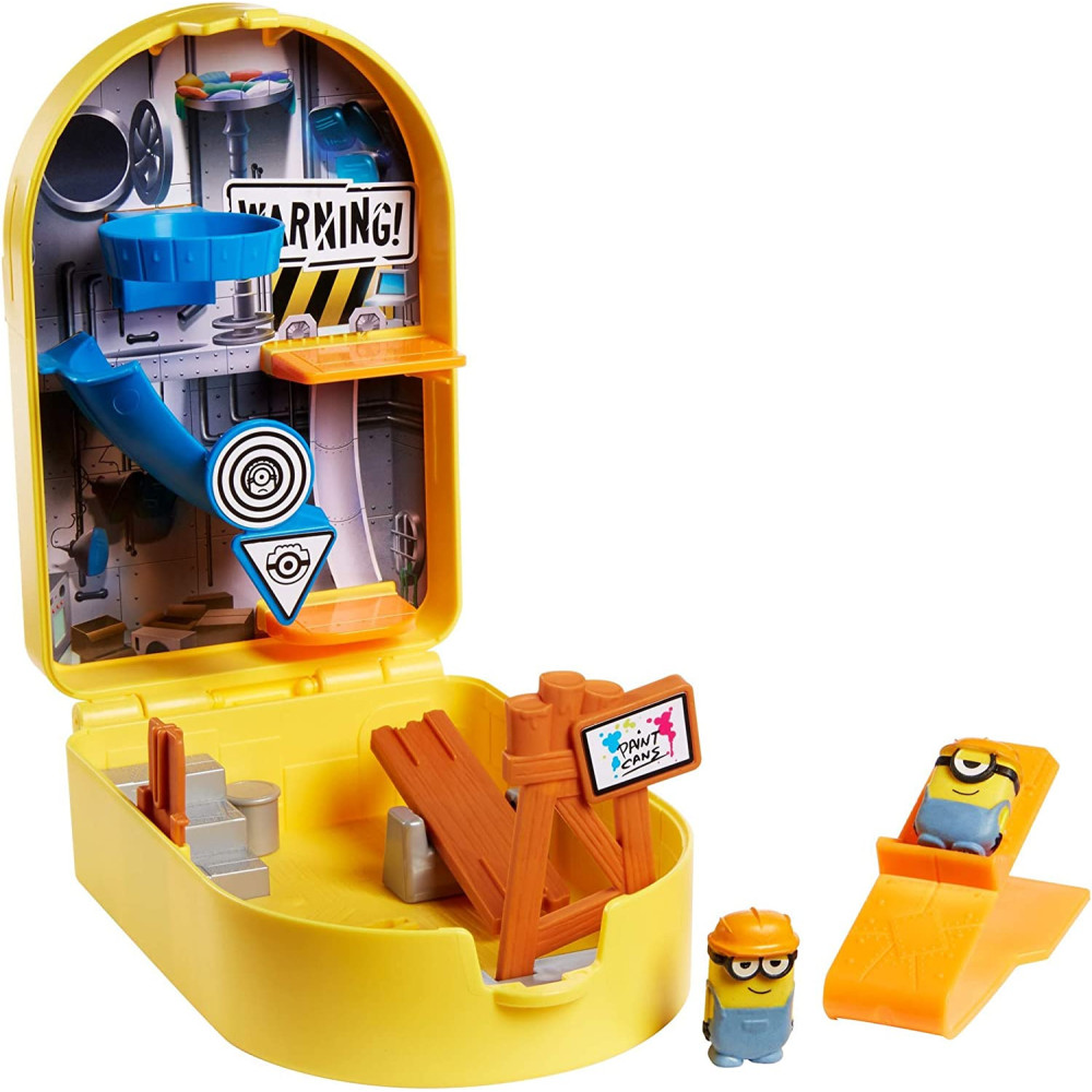 Minions: The Rise of Gru SplataEUR~EMS Construction Playset Toy, 2 Mini Minion Figures with Deluxe Launcher and Sticky Targets, Gift for Kids Ages 4 Years and Older