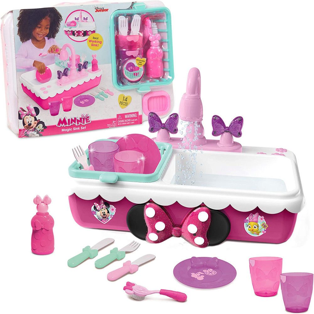 Minnie's Happy Helpers Magic Sink Set, Pretend Play Working Sink, Kids Kitchen Set Toys, by Just Play, Multi-color