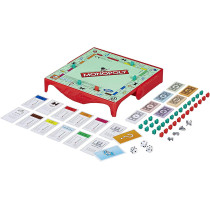 Monopoly Grab and Go Game for Kids Ages 8 and Up, Portable Game for 2-4 Players, Travel Game for Kids