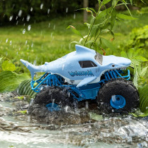 Monster Jam Official Megalodon STORM All-Terrain Remote Control Monster Truck, 1:15 Scale, Grey