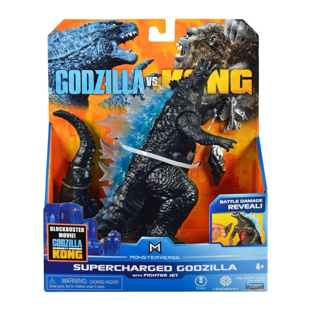 Monsterverse Godzilla vs Kong Supercharged Godzilla with Fighter Jet, King Kong Toy Action Figure 35310