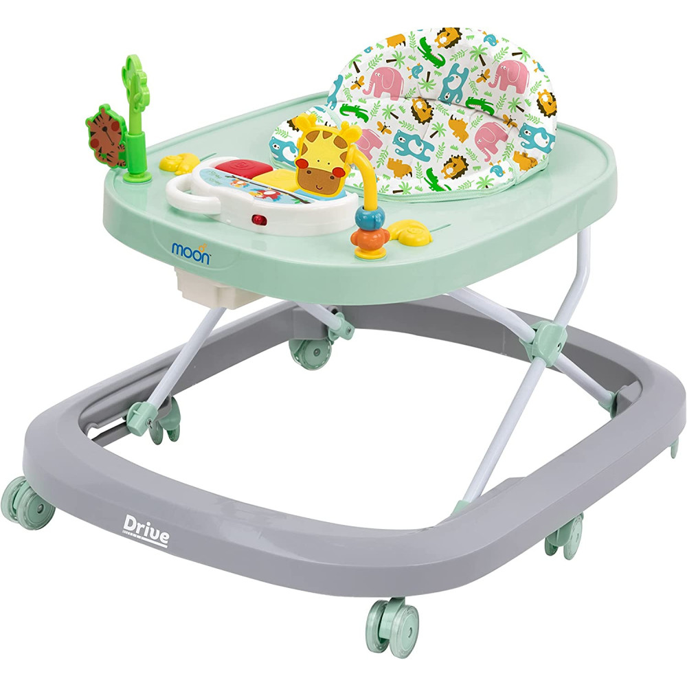 Moon Drive Height Adjustable Baby/Child Walker With Music And Toys Play Tray-(From 6 Months To 18 Months)- Grey Forest